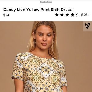 Lulus Dandy Lion Yellow Print Shift Dress